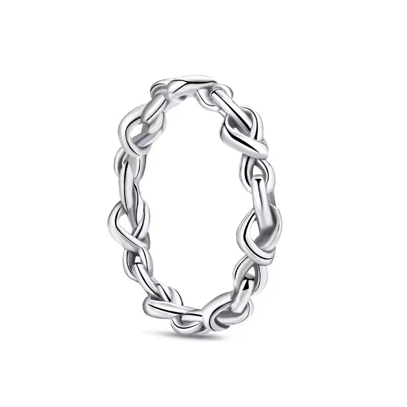 New 925 Sterling Silver Rings Stackable Infinite Silver shining Zircon Ring For Women Wedding Anniversary Birthday Jewelry Gift