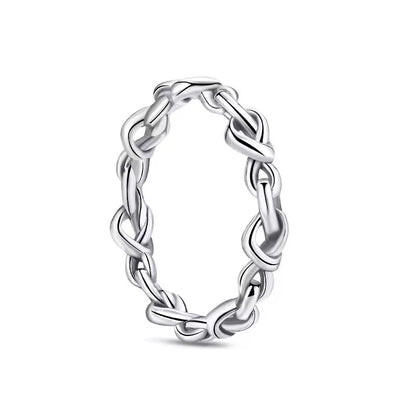 New 925 Sterling Silver Rings Stackable Infinite Silver shining Zircon Ring For Women Wedding Anniversary Birthday Jewelry Gift
