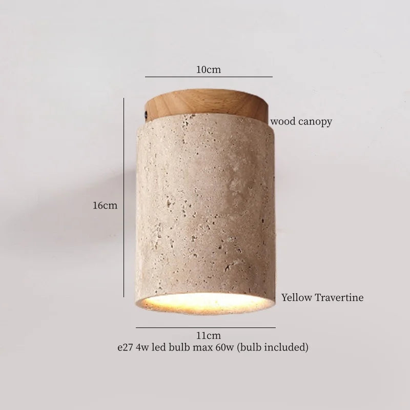 IWHD Japan Wabi Sabi LED Ceiling Lights Bedroom Bathroom Corridor Home Lighting Yellow travertine Ceiling Lamp Lampy Sufitowe