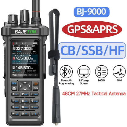 BAJETON BJ-9000 Walkie Talkie CB/SSB/RX/HF Receiver with GPS APRS 10W Bluetooth Phone Programming Same RT-950 PRO RT -950 Radio