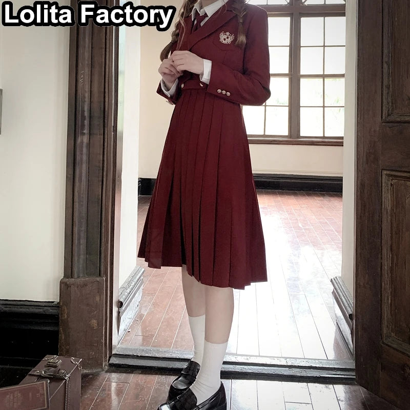 Japanese Women JK Green Blazer Suit skirt coat Harajuku High School Uniform for Students Girl Outwear College Style blazers Suit
