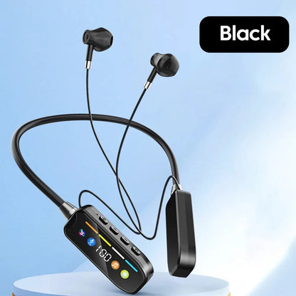 HD Screen Bluetooth 5.4 Headphones Neckband Earphones TWS Wireless Headsets HiFi Stereo Waterproof Earbuds Support TF Card