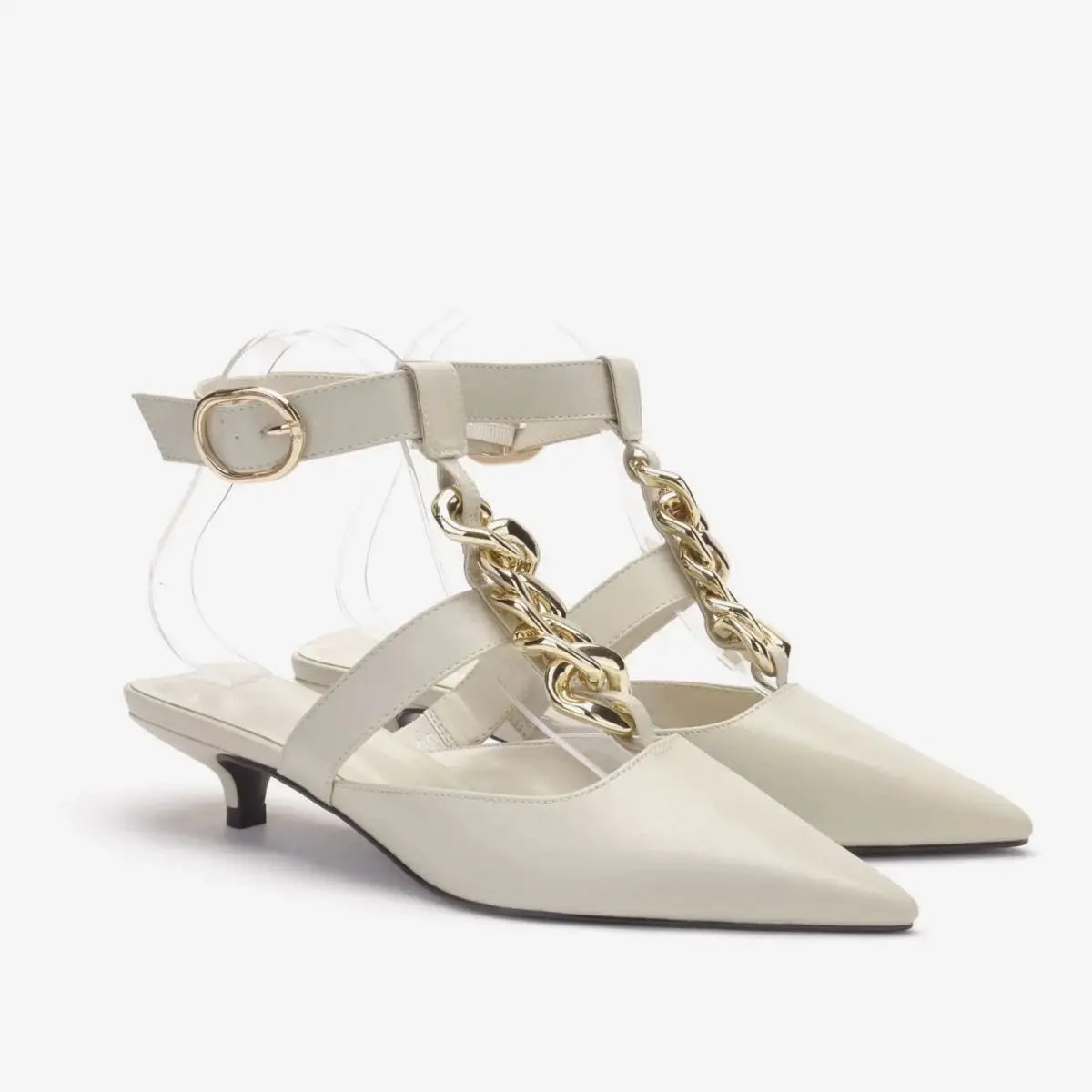Women's Sandals Summer 2025 Design Metal Chain Adjustable Buckle Female Luxury Heeled Shoes Fashion Party Banquet Heels Ladies