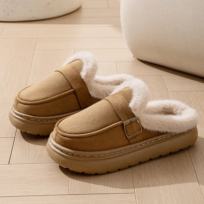 Casual Women's Home Slippers Winter Plush Luxury Designer Woman Shoes Indoor Fluffy Platform Fuzzy Fur Slides Elegant Flats Warm
