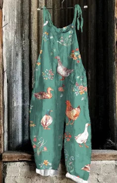 Suspenders Jumpsuits Women Print One Piece Pocket Overalls Sling Long Pants Casual Loose High Waist Rompers Y2k Streetwear 2025