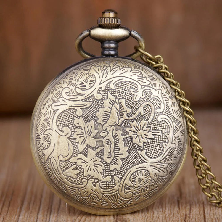 Exquisite Retro Bronze Steampunk Hollow Gear Design Quartz Pocket Watch with Necklace Chain Leisure Pendant Gift Men's Clock