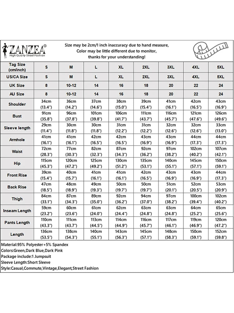 ZANZEA Elegant Office Jumpsuits Women Overalls 2025 Fashion Casual Loose Short Sleeve Playsuits Solid Color Wide Leg Jumpsuits