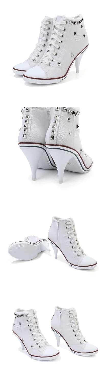 Women Boots Short High Heels Shoes For Women Botas British Style Rivet Ankle Boots Pointed Toe Side zipper strap Female Heels