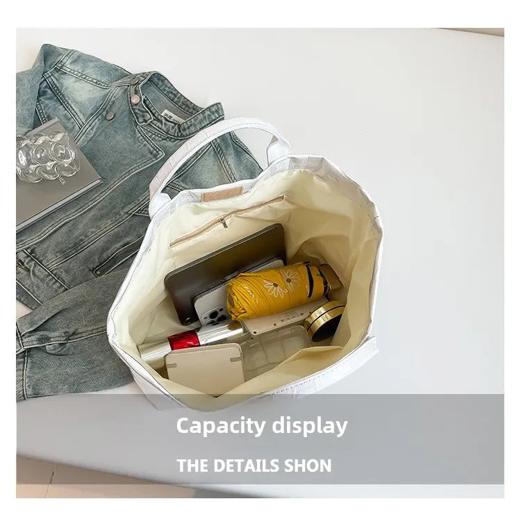 Crocodile Texture Tote Bag Pvc Kraft Paper Large Capacity Luxury Hobo Handbag Women Casual Shopping Letters Top Handle Hand Bags