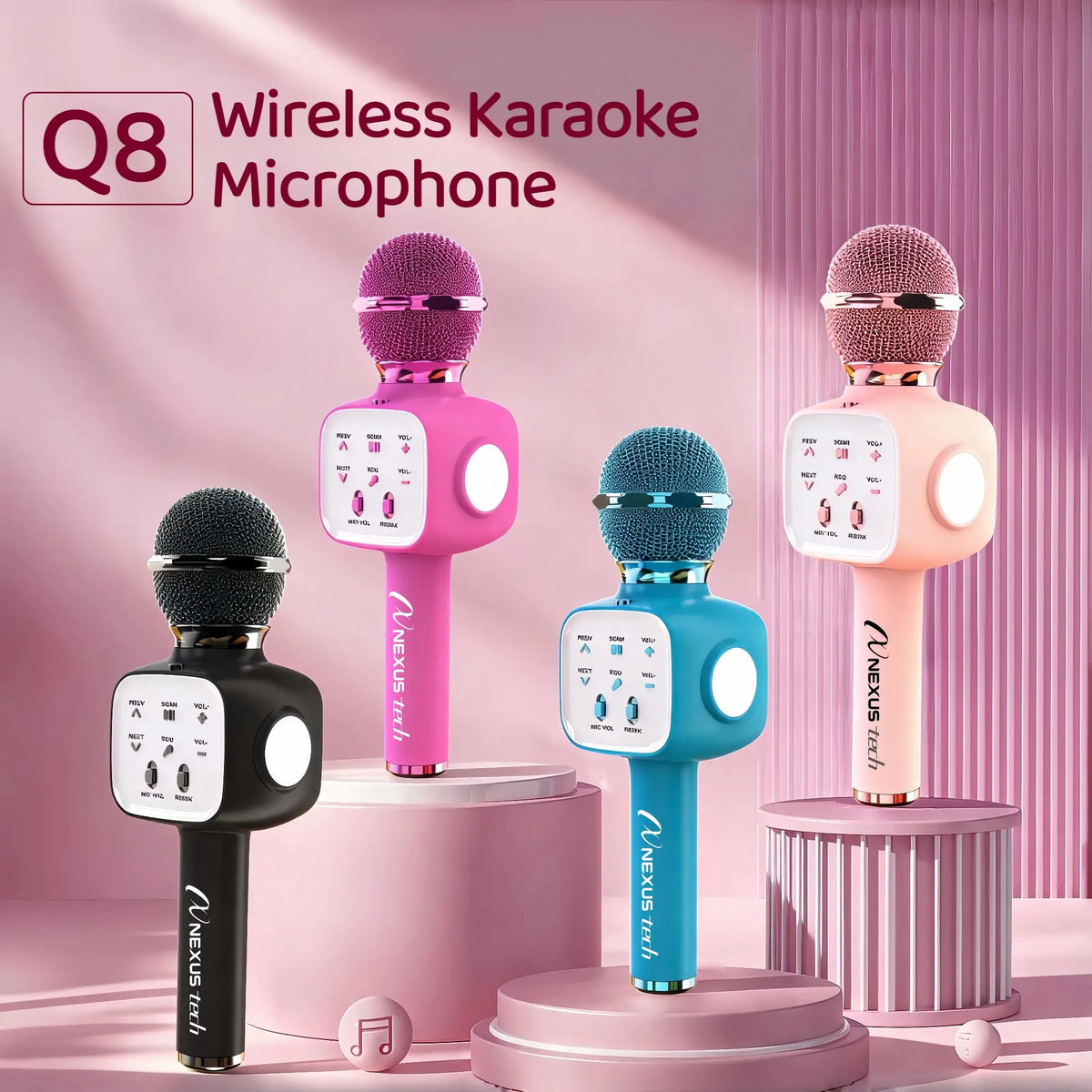 Wireless Bluetooth 5.2 Karaoke Microphone Portable Speaker Voice Changer RGB LED Premium Party Entertainment Singing Machine TWS Kids Adults Gift