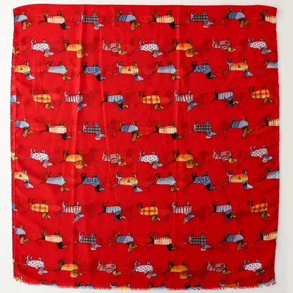 Cozy Dachshund Dog Cat Pattern Viscose Shawl for Women - 180x90Cm Fringe Detail Breathable Thin Wrap Scarves Autumn/Winter Snood