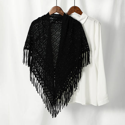 Hot Sale Knitted Cotton Tassels Shawls Scarf Woman Soft High Quality Wraps Ladies Travel Beach Cape Femme Hollow Fashion Scarves
