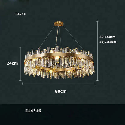 LED Postmodern Golden Chrome Silver Round Oval Crystal Chandelier Lighting Suspension Luminaire Lampen For Dinning Room