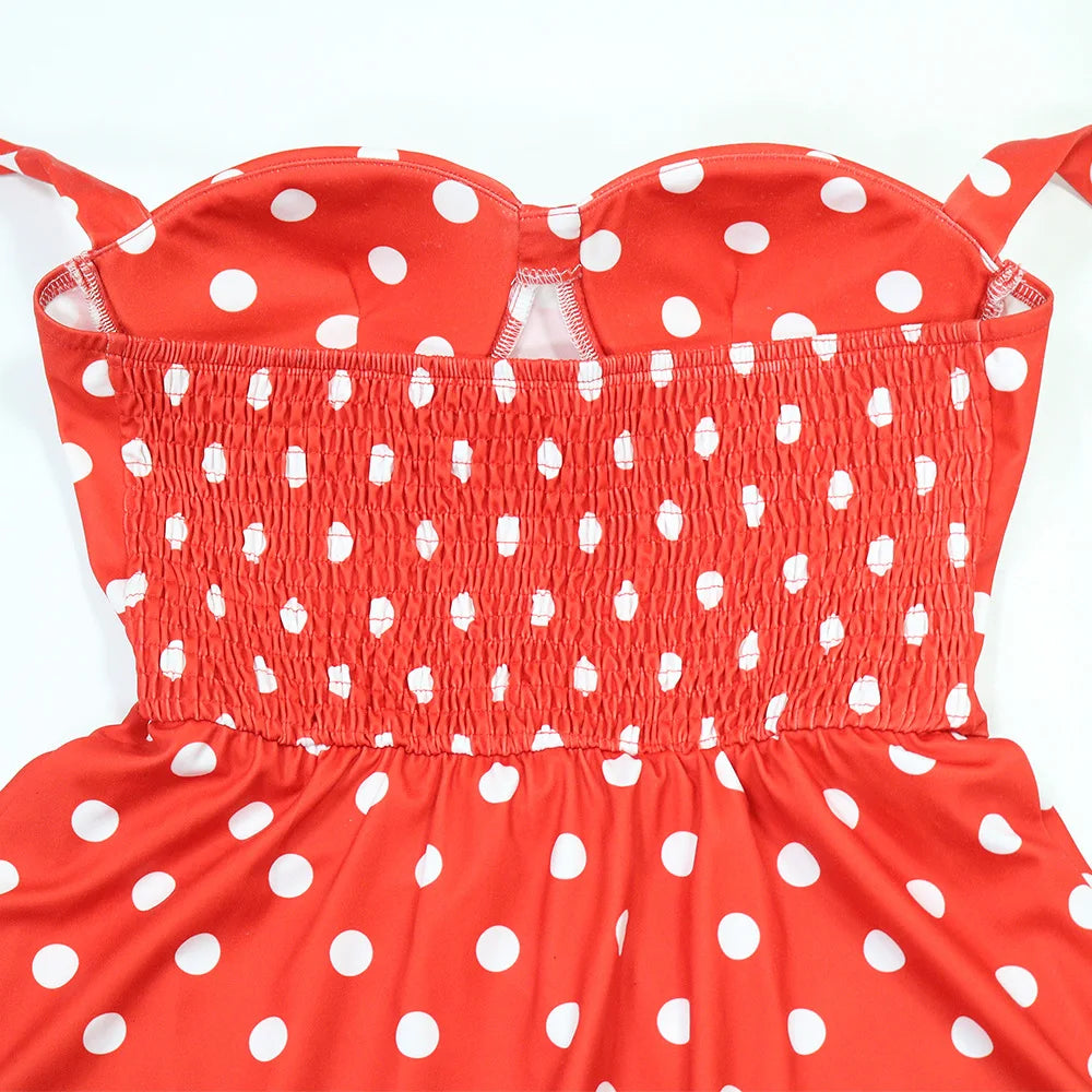 Joskaa Polka Dot Halter Bandage Rompers Women Sexy Low-cut Sleeveless Backless Bodycon Playsuits Y2k Streetwear Holiday Clubwear