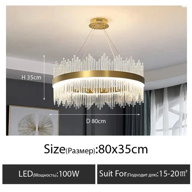 Modern Luxury Crystal Ceiling Chandelier Stainless Steel Living Room Lights Home Decor Dining Room Pendant Lamp Interior Bedroom