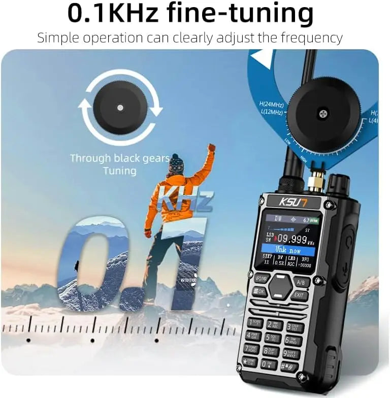 KSUT Ham Radio Walkie Talkie Handheld HF SSB CB Two Way Radios Screen with Short Wave Antenna for Hiking Camping HF123D