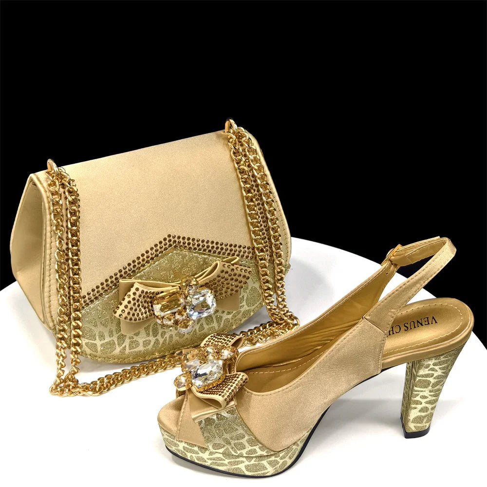 Elegant Women Heels for Party Open Toe Special Material Design Rhinestone Italian Only Sandals and Set to Choose 2024