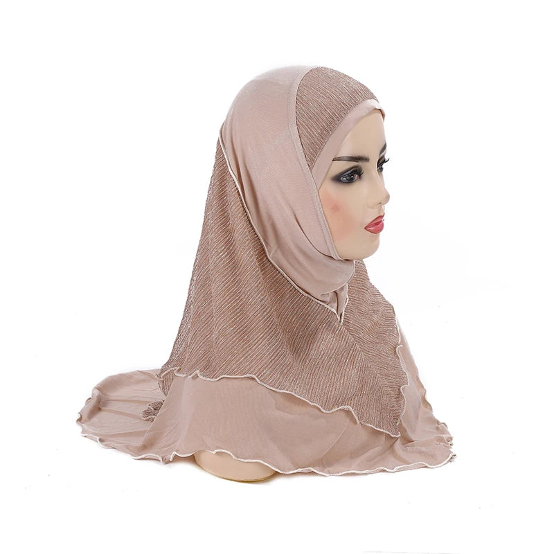 H076 Adults or big girls medium size 70*60cm pray hijab muslim hijab scarf islamic headscarf hat amira pull on headwrap