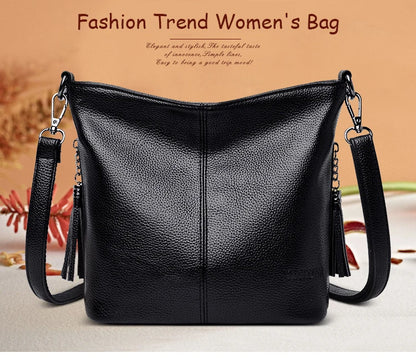 Vintage Women Genuine Leather Handbags Designer Bucket Ladies Shoulder Bags Fashion Luxury Brand Female Messenger Bag Briefcase