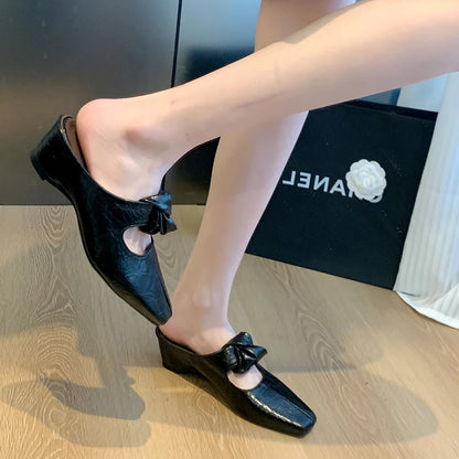 Women Heeled Sandals Slingback Mules Leather Shoes Summer Slippers 2026 Luxury Mary Jane Shoes Comfort Flip Flops Mujer Slides