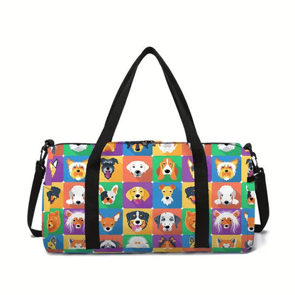 Luxury Novelty animal cat dog 3D Print Large Capacity Travel Bags Barrel Shape Crossbody Bag Outdoor Sports Bags Gym Yoga Bag