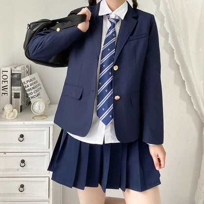 University School Girl Blazer Winter School Uniform Navy Coat Japanese High School Uniforms Suit Girl Students Jacket Seifuku