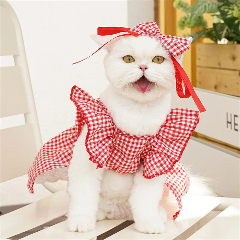 Summer Floral Dog Dress Luxury Pet Vest Puppy Skirt Girls Dog Clothes Chihuahua Clothing Bichon Dog Clothing with Bow Headwear