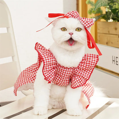 Summer Floral Dog Dress Luxury Pet Vest Puppy Skirt Girls Dog Clothes Chihuahua Clothing Bichon Dog Clothing with Bow Headwear