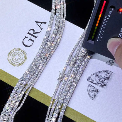 NUOYA Hip Hop Moissanite Tennis Necklace Ice Out VVS1 Diamond Chain Sparkling Jewelry Luxury Gifts for Men and Women