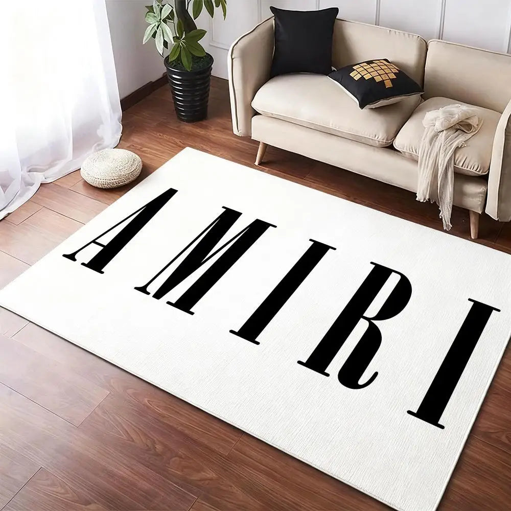 Brand Logo A-Amiri Floor Mat Soft Thickened Non-Slip Washable Door Mat for Living Room Home Decor Flannel Rugs