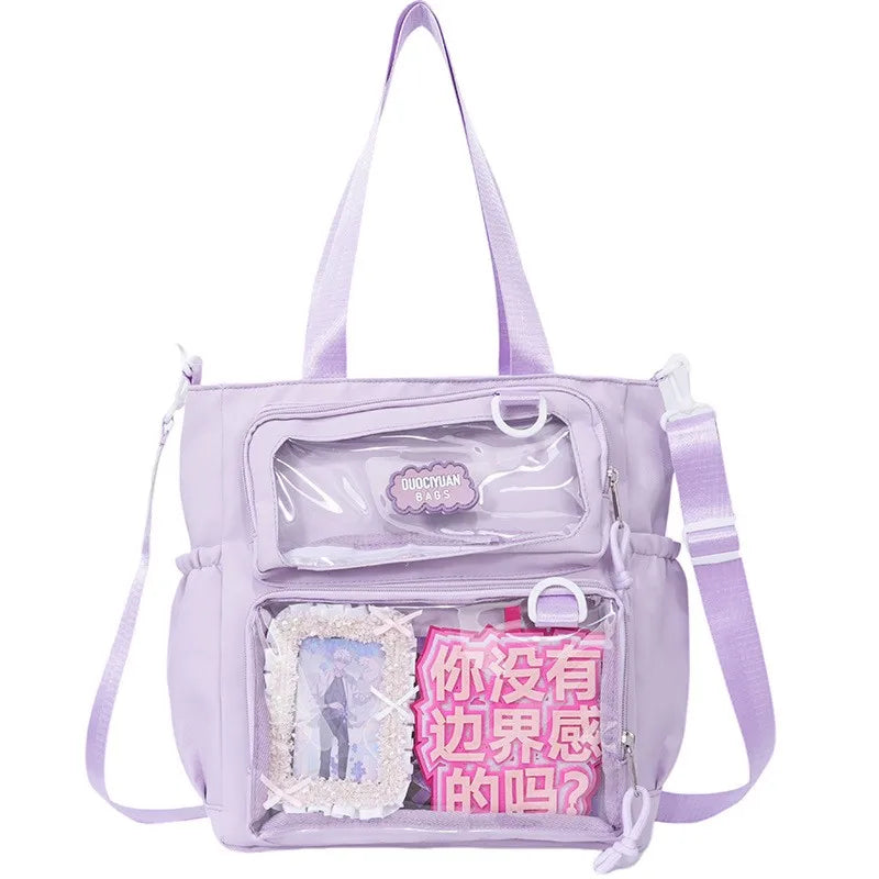 Y2K Japanese Preppy Style Shoulder Crossbody Bag New Nylon School Bags for Teenage Girls Transparent Itabag Backpacks Ita Bag