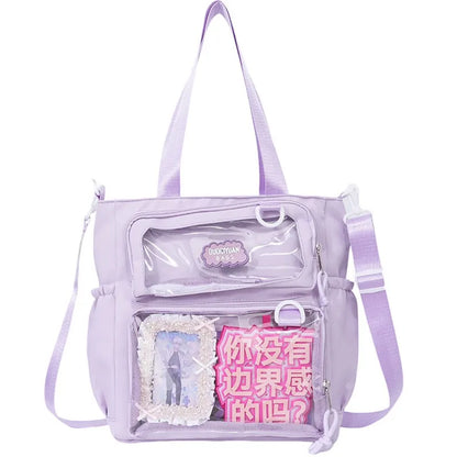 Y2K Japanese Preppy Style Shoulder Crossbody Bag New Nylon School Bags for Teenage Girls Transparent Itabag Backpacks Ita Bag