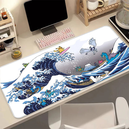 P-Pokemon Lugia Gaming Mouse Pad Large Extended Desk Mat Non-Slip Rubber Base Stitched Edges for PC Gamer Office Computer