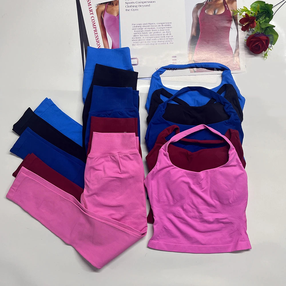 two pieces yoga outfits DF impact gym clothing fitness pants set DFNNYE woman Halter Top sports leggings Gym workout sets