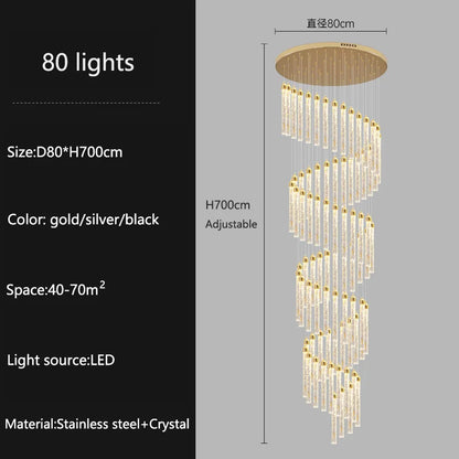 Modern Ceiling Chandelier Luxury Staircase Crystal Chandeliers Duplex Attic Villa Living Room Pendant Lights Home Decor Lighting