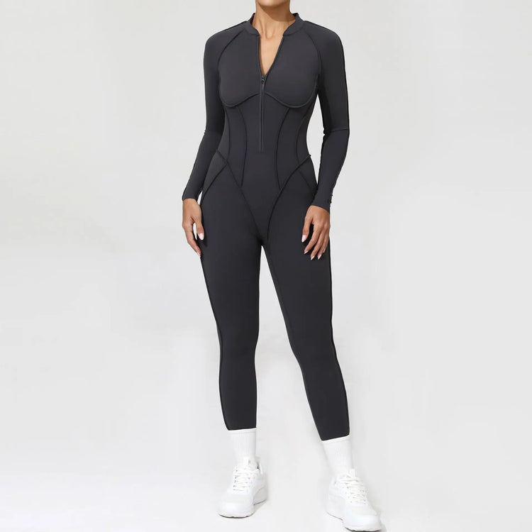 One Pieces Long Jumpsuits Sexy Womens Overalls Mono Streetwear Yellow Body Long Sleeves Woman Clothing Summer Gym Sportswear