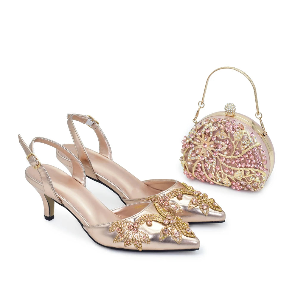 Italian Shoe and Bag Set for Party in Women Fashion Style Pointed-Toe Women Pumps African Matching Shoes and Bags for Wedding