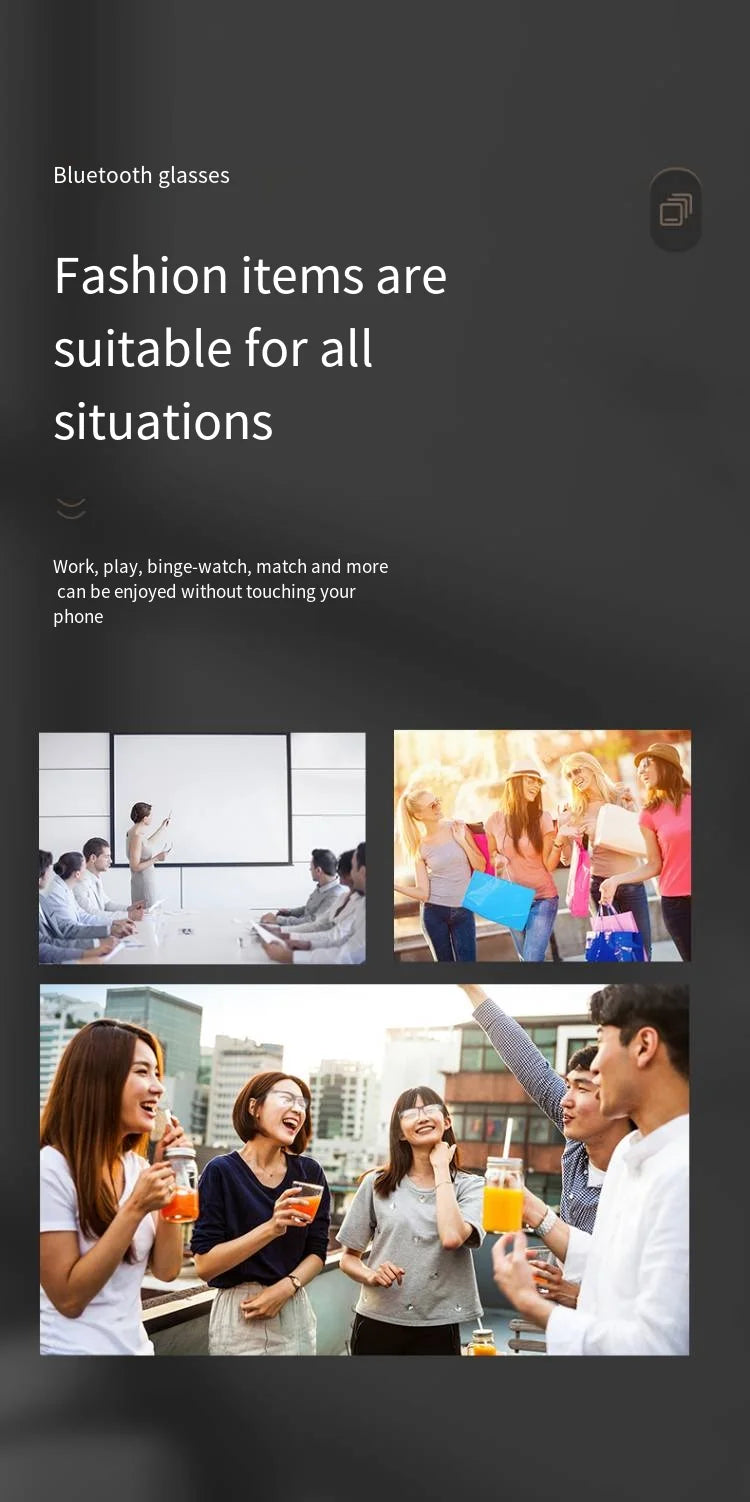 Bluetooth Smart Glasses, Directional Audio Speaker, Polarized, High Quality, Music, Speech Control, Play Phone Call,Sunglasses