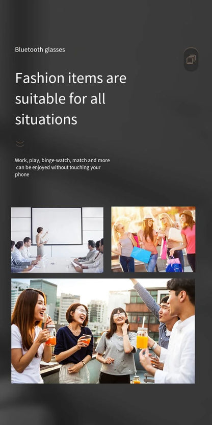 Bluetooth Smart Glasses, Directional Audio Speaker, Polarized, High Quality, Music, Speech Control, Play Phone Call,Sunglasses