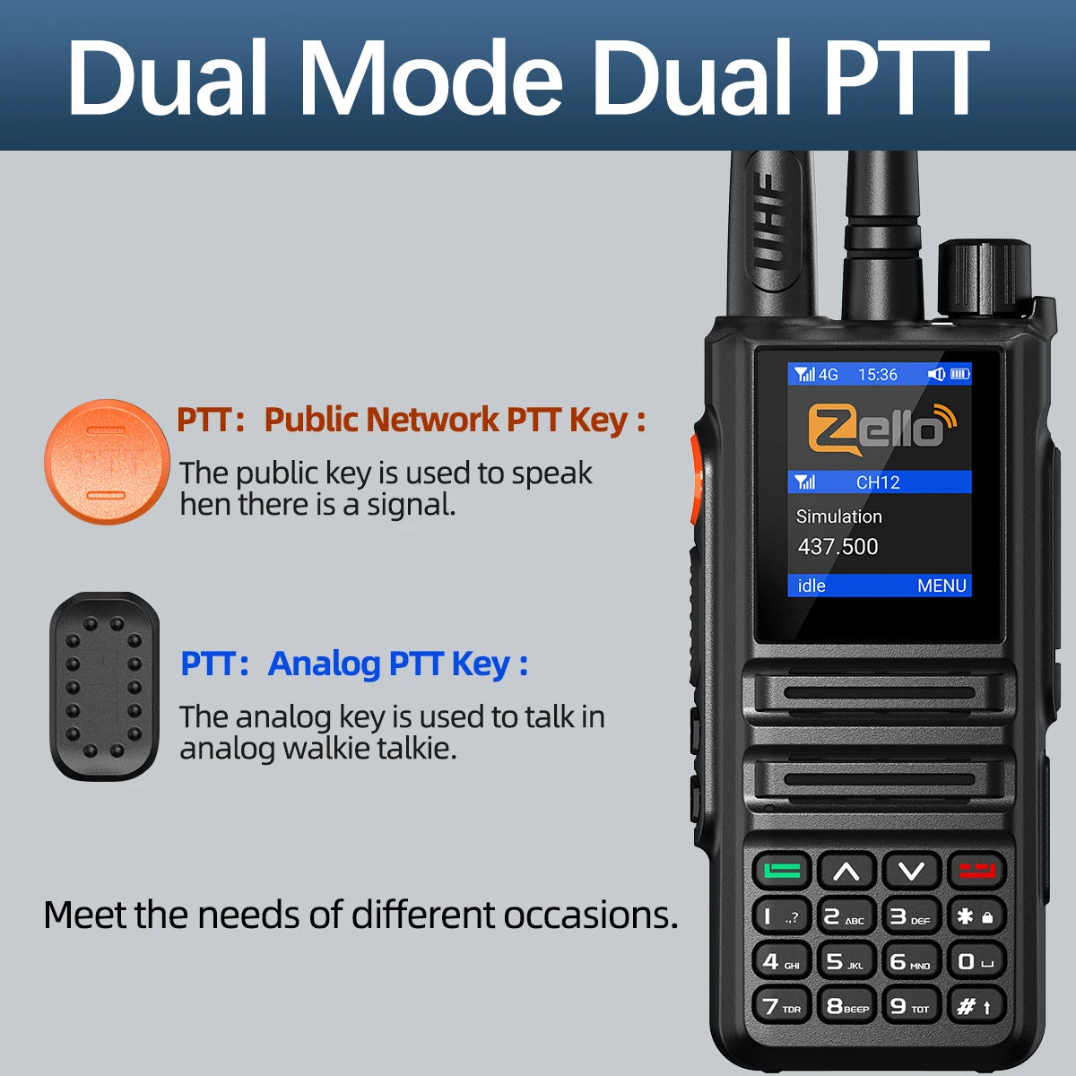 ABBREE GP-889 Analog and Network Radio Walkie Talkie Zello Global POC UHF Bluetooth WIFI 2G 4G Sim Card Android  Two Way Radio