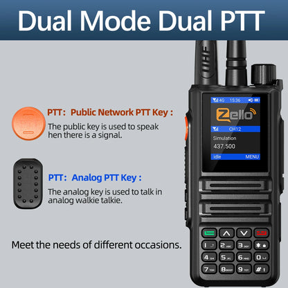 ABBREE GP-889 Analog and Network Radio Walkie Talkie Zello Global POC UHF Bluetooth WIFI 2G 4G Sim Card Android  Two Way Radio