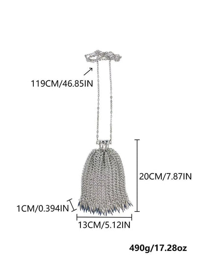 Metallic Hauberk Shoulder Bag Woven Ring Tote Chain Mail Designer Purses and Handbags Handmade Hollow Crossbody Bags for Women