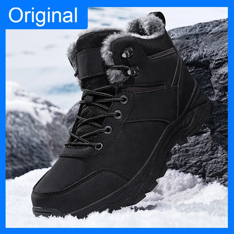 Mens Snow Boots 2026 New Winter High Top Thick-Soled Outdoor Anti Slip Mountaineering Shoes Comfortable Warm Plush Ankle Boots