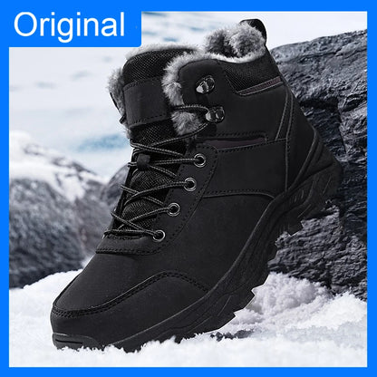 Mens Snow Boots 2026 New Winter High Top Thick-Soled Outdoor Anti Slip Mountaineering Shoes Comfortable Warm Plush Ankle Boots