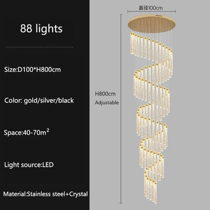 Modern Ceiling Chandelier Luxury Staircase Crystal Chandeliers Duplex Attic Villa Living Room Pendant Lights Home Decor Lighting