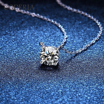 Classic 4 Prong Moissanite Pendant Necklace Perfect Cut 1 Carat Clarity VVS1 Silver 925 Delicate Women Diamond Necklace Jewelry