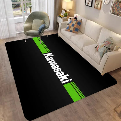 Kawasaki Motorcycle Printed Carpet Non-slip Carpet Carpets for Living Room or Bedroom Non-Slip Rug for Sofa or Kids' Area Decor