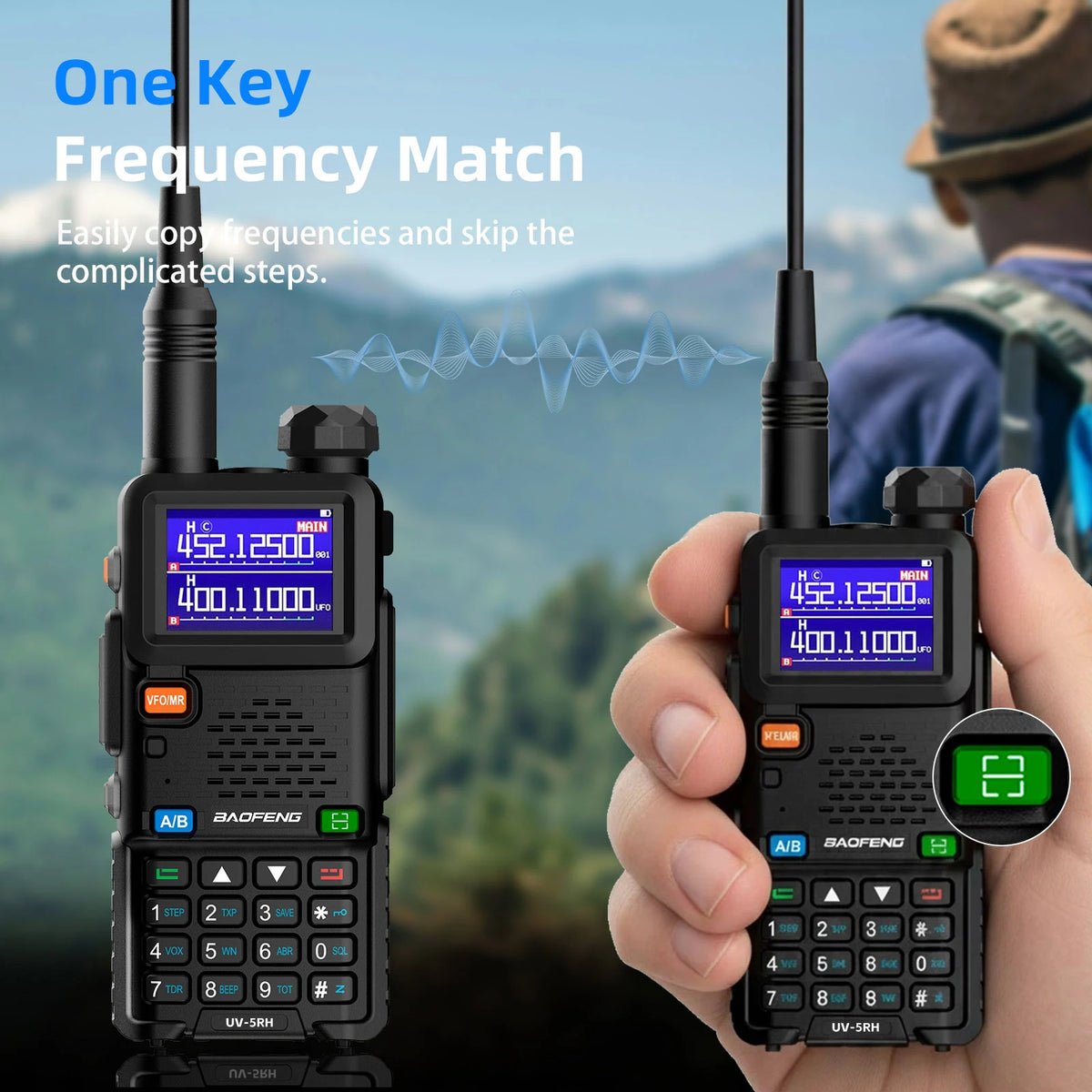Baofeng UV5RH Walkie-Talkie, NewWireless Copy Model, Type-C NOAA Long Range 999CH, Car-Mounted Handheld Transceiver, Fleet