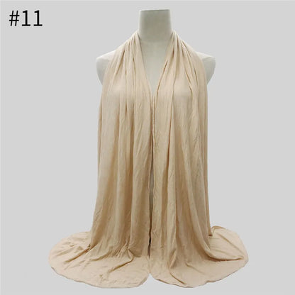 28Color Modal Cotton Jersey Hijab Scarf Ramadan Long Muslim Shawl Plain Solid Soft Turban Wraps For Women Headband