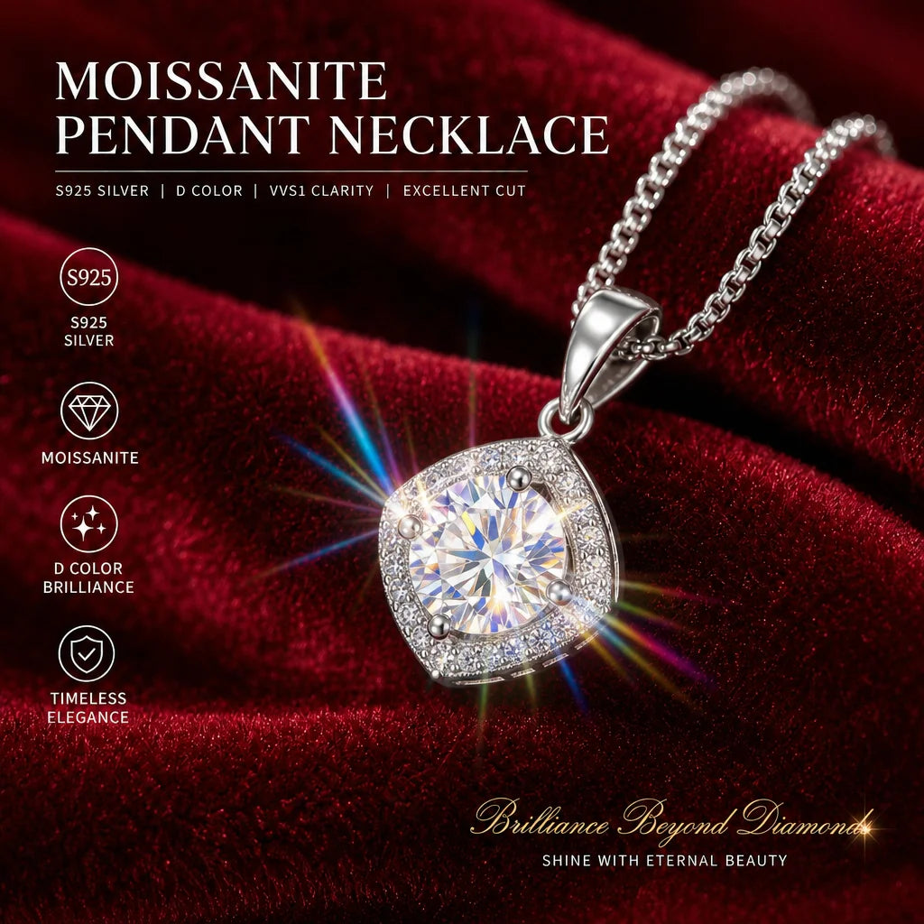 18K Gold Plated 1.0ct VVS1 D Color With Certificate Moissanite Necklace S925 Sterling Sliver Fine Jewelry for Woman Jewelry Gift
